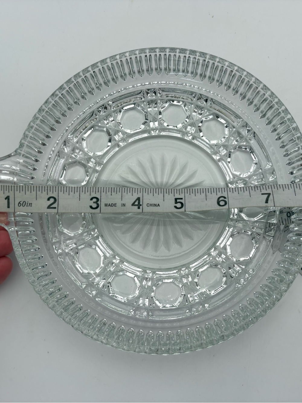 Vintage Federal Glass Windsor Pattern Divided Serving Bowl with Handle - 2 Forks - Picture 5 of 10